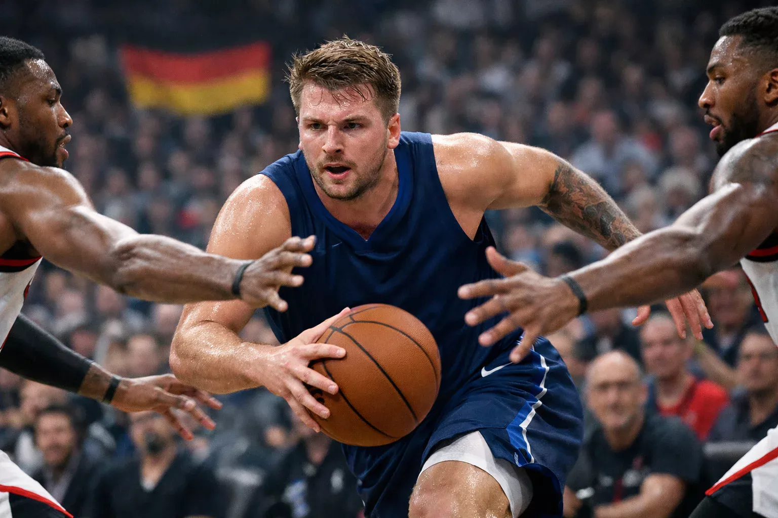 Deutscher Basketball-Profi in NBA-Aktion bei einem wichtigen Spielzug